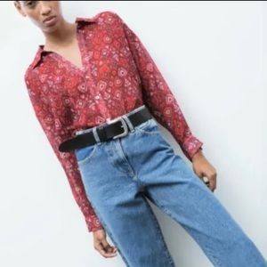 Zara oversize boho Blouse free people style SIZE Small